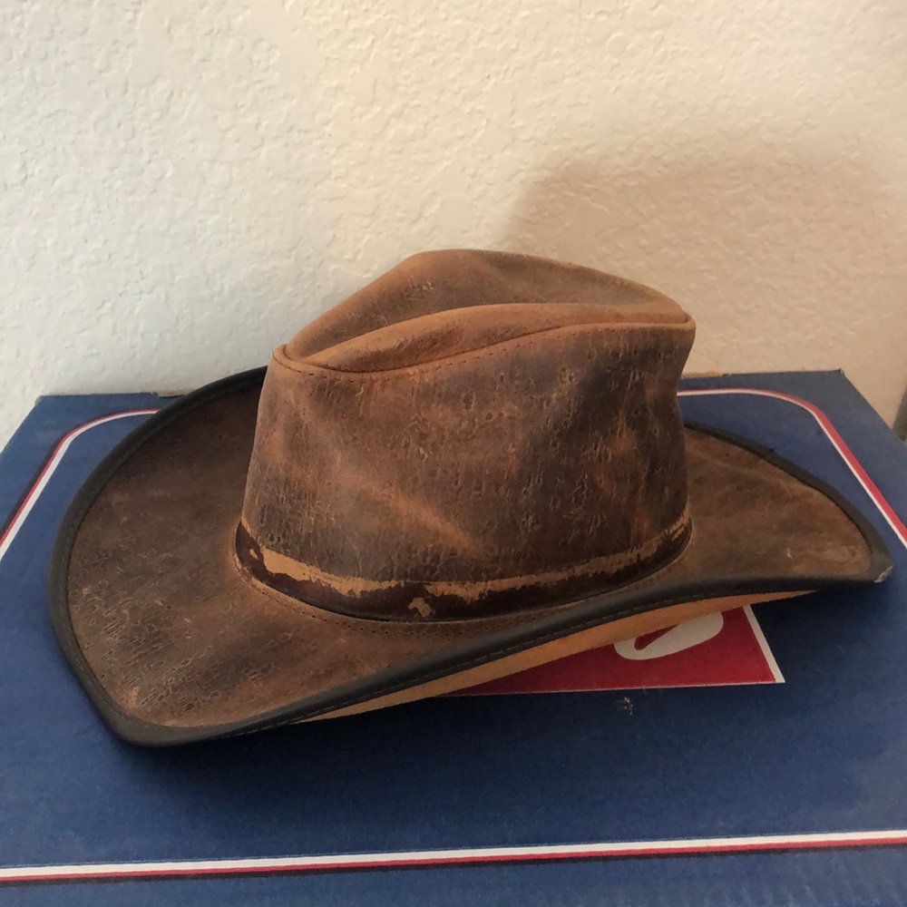American Hat Makers Leather Cowboy Hat Medium